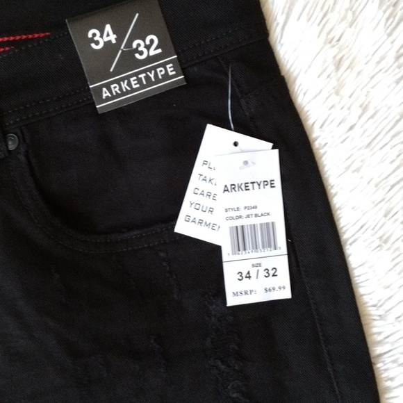 New Archetype black distressed front jeans for men, size 34/32 - Picture 6 of 8